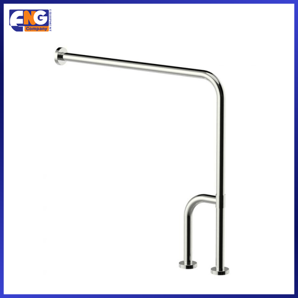 ساند بانيو ستنلس ستيل 90 درجة مع قاعدة متحركة  Handicapped Wall to Floor Grab Bar with Trigger